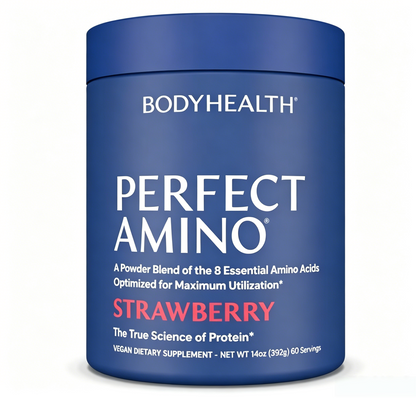 BodyHealth PerfectAmino Powder - BCAA and EAA Powder for Pre and Post Workout - Amino Acid Energy Drink for Men and Women to Support Lean Muscle and Recovery - Strawberry